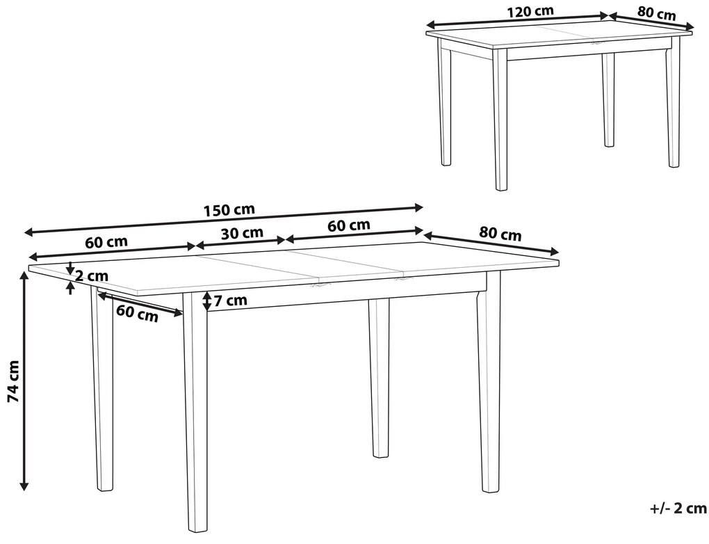 Rozkladací drevený stôl 120/150 x 80 cm svetlé drevo/biela HOUSTON Beliani