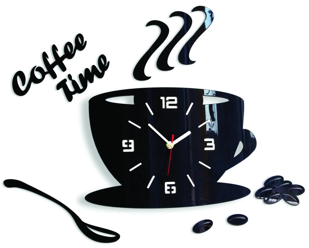 Nástěnné hodiny Coffee černé