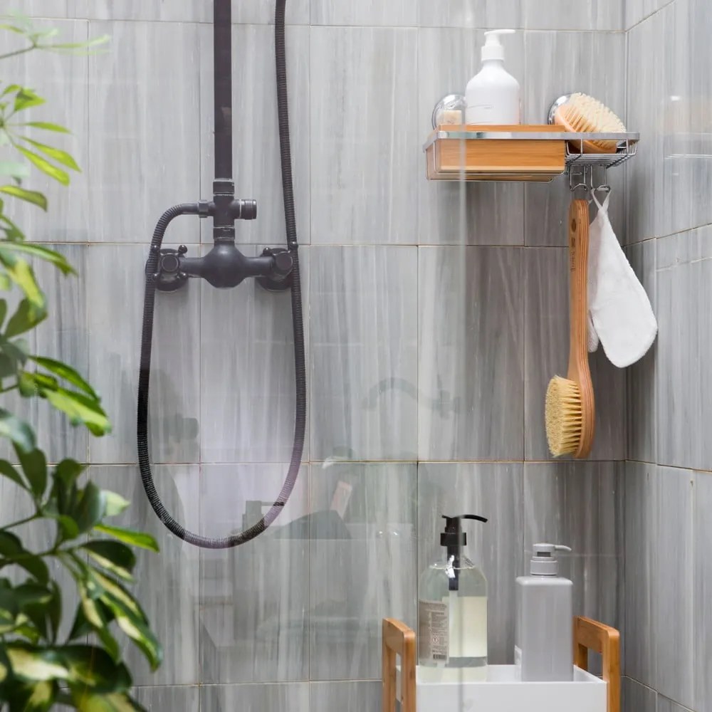 Bambusový nástenný košík s miskou na mydlo Compactor Spa