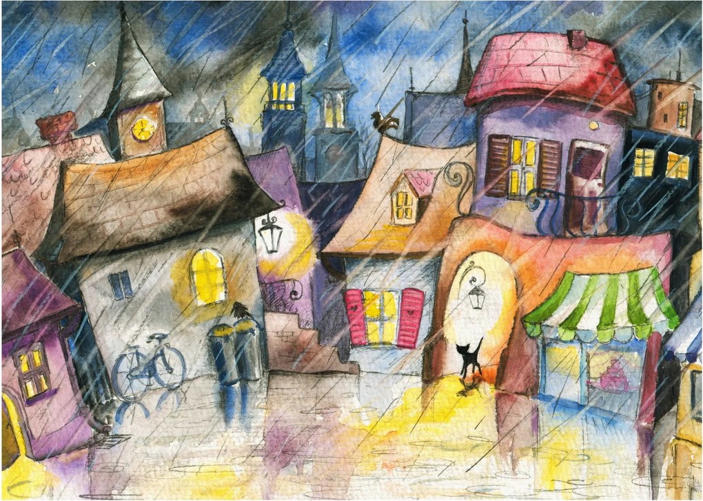 Obraz - Daždivý večer (70x50 cm)