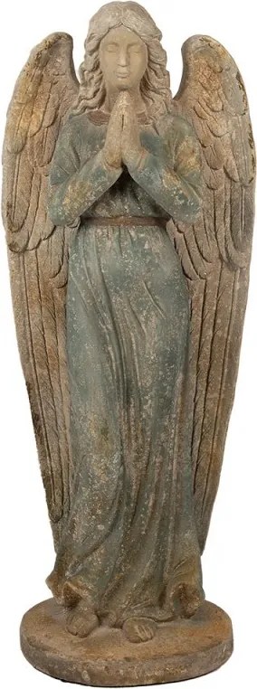 Béžovo-zelená keramická dekorácia socha anjela Angel Baroque - 41*45*65 cm