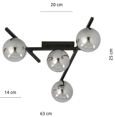 Stropné svietidlo SMART 4xE14/10W/230V čierna/šedá
