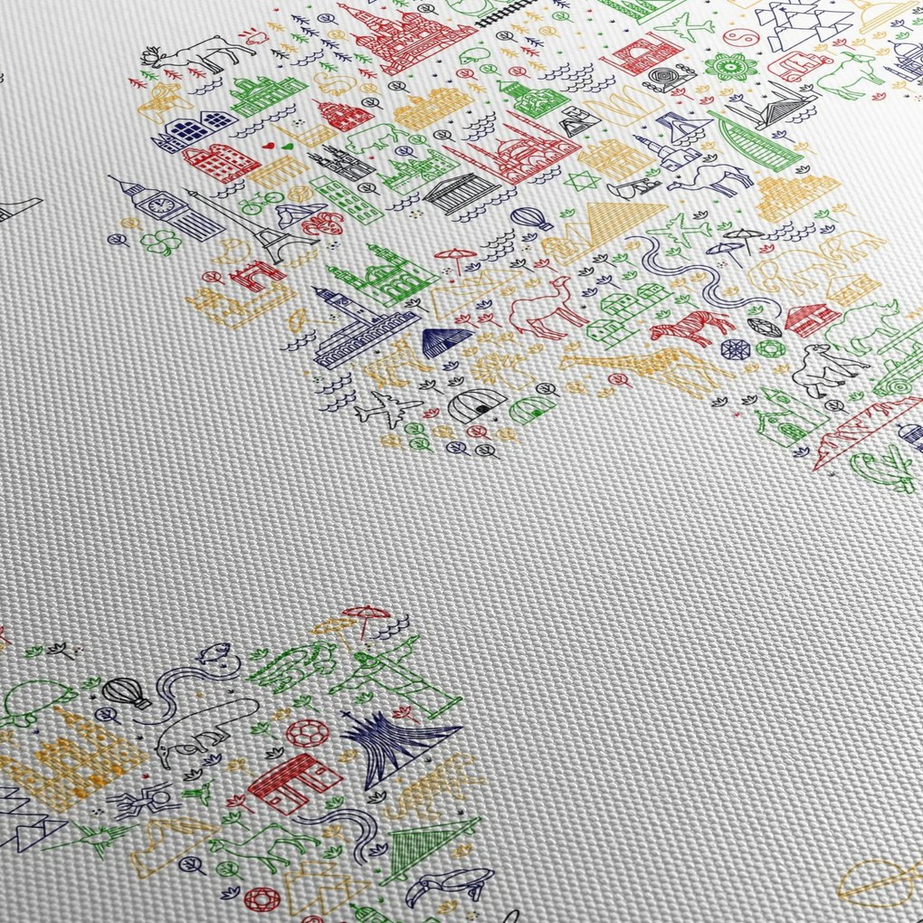 Obraz - Obrázková mapa (s hodinami) (90x30 cm)