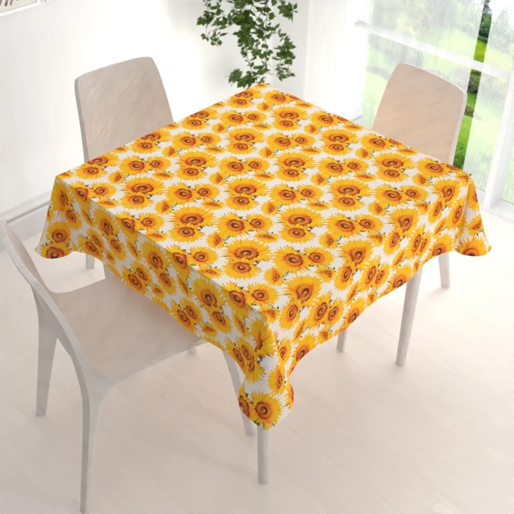 Biante Dekoračný štvorcový obrus PML-102 Slnečnice na bielom 140x140 cm