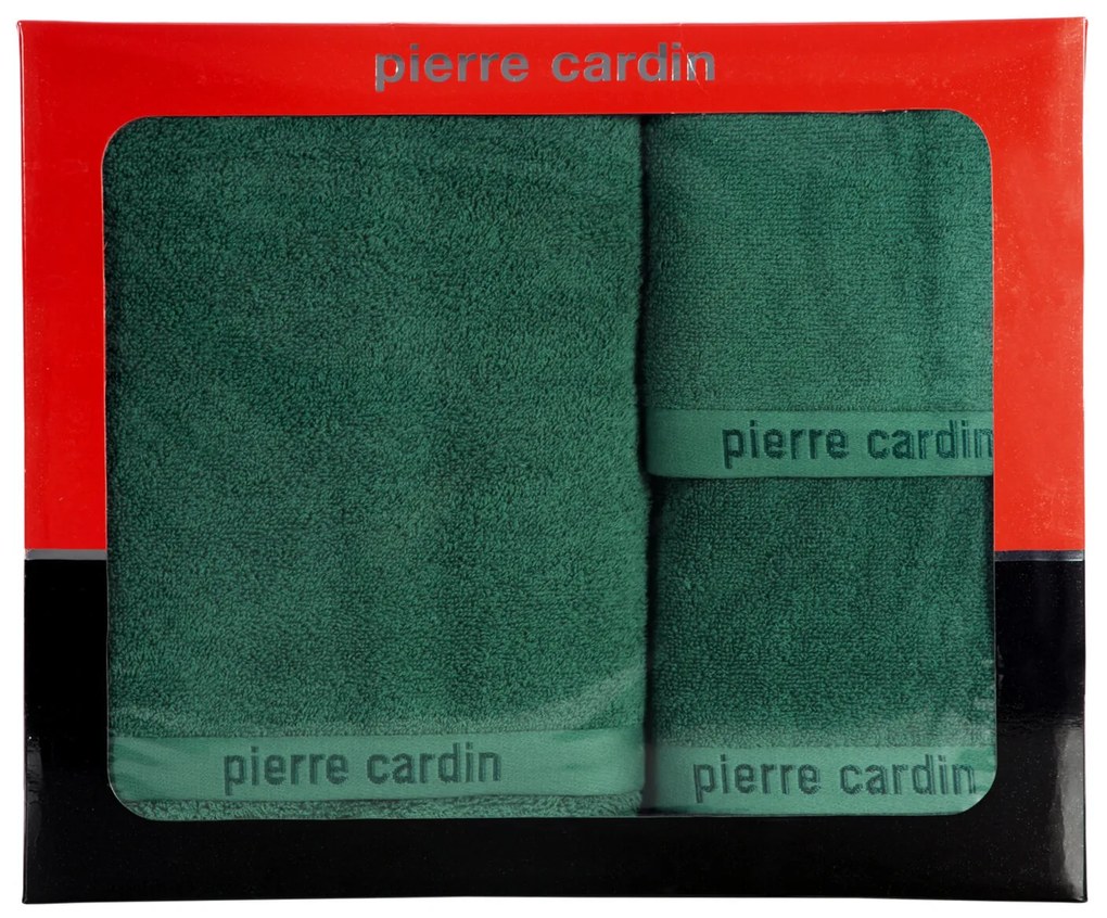 BAVLNENÝ UTERÁK PIERRE CARDIN EVI SADA 3KS 30X50 CM, 50X90 CM, 70X140 CM TMAVOZELENÁ