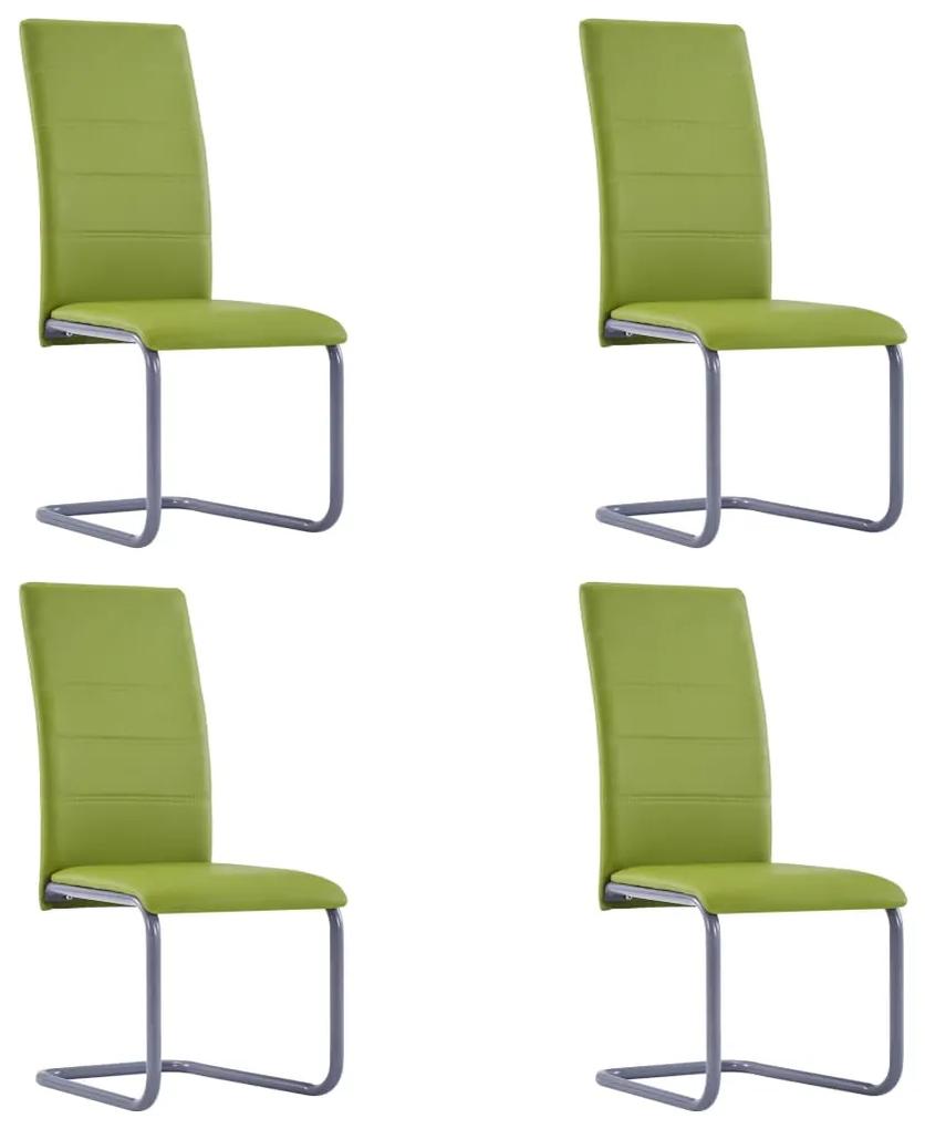 Jedálenské stoličky, perová kostra 4 ks, zelené, umelá koža 281694