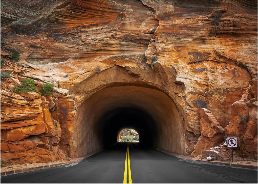 Sklenený obraz - tunel v skale (70x50 cm)