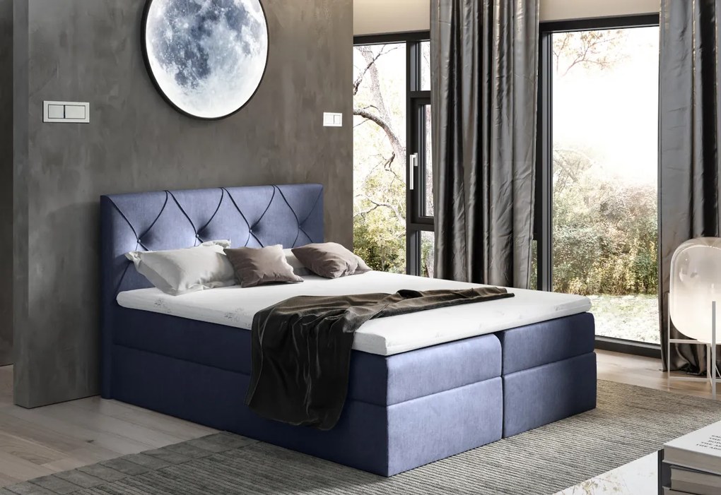 Čalúnená posteľ boxspring DIAMOND + topper, 160x200, fancy 90