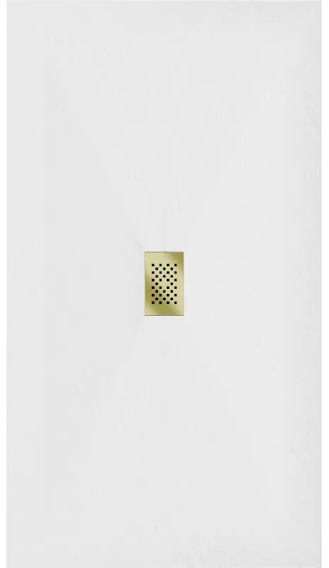 Mexen Hugo, obdĺžniková sprchová vanička SMC 150 x 100 cm, biela, zlatá krytka, 42101015-G