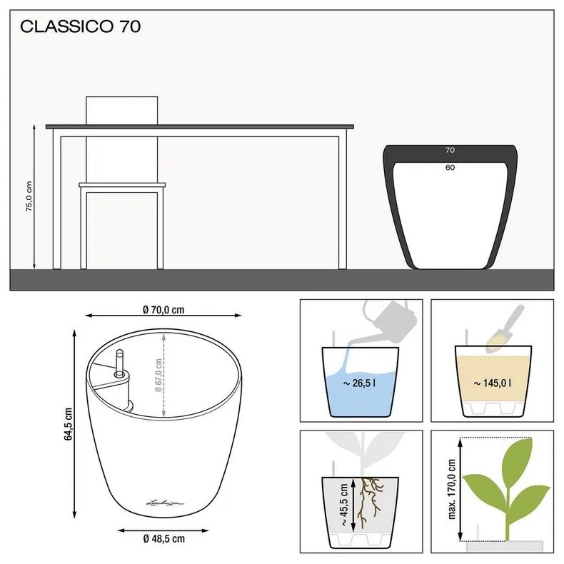 Classico antracit 70x65 cm