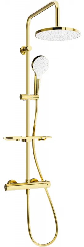 Mexen - KT05 sprchový set s termostatickou batériou Kai, zlatá - biela, 771500593-50