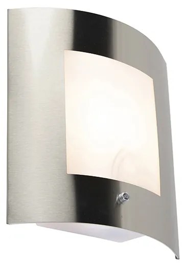 Vonkajšia nástenná lampa oceľ IP44 senzor súmraku - Emmerald