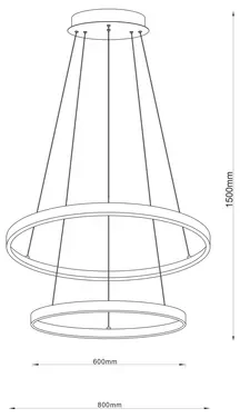 Závesné LED svietidlo BRENO 2 krúžky, zlaté 80 cm