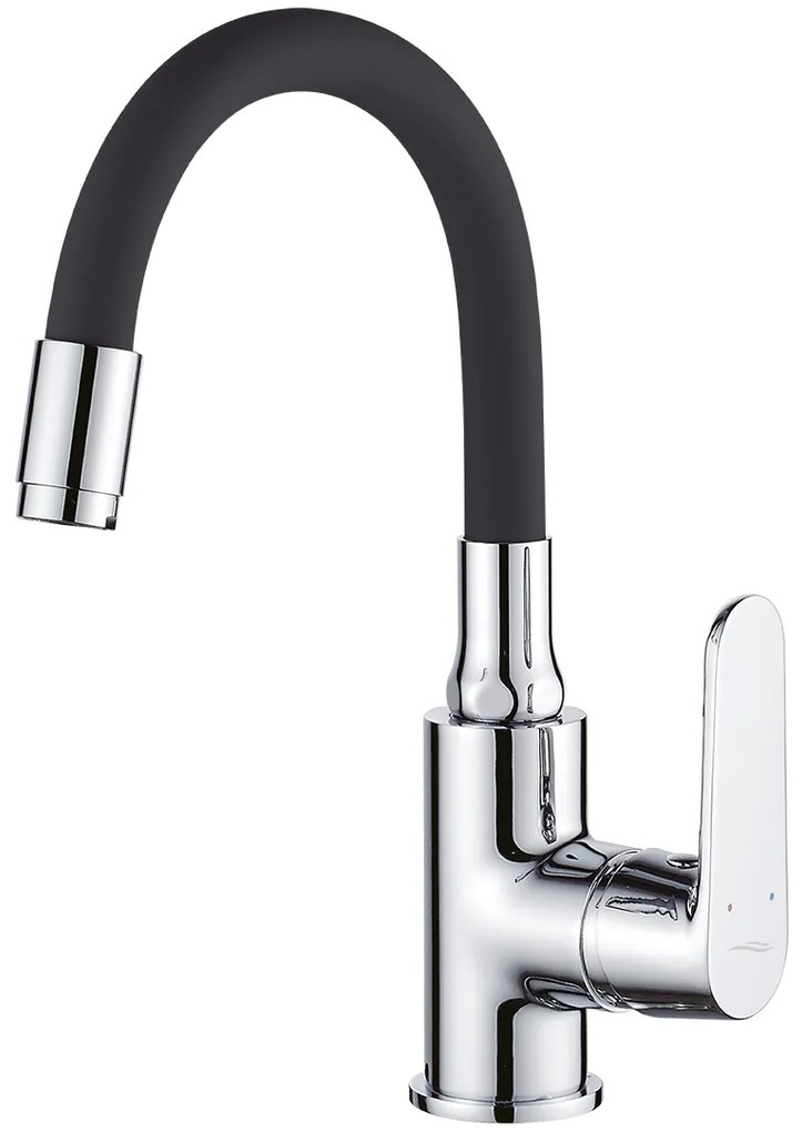 Kuchinox Dima, umývadlová batéria s flexibilným výtokom h-280, čierna-chrómová, LAV-BQD_021B