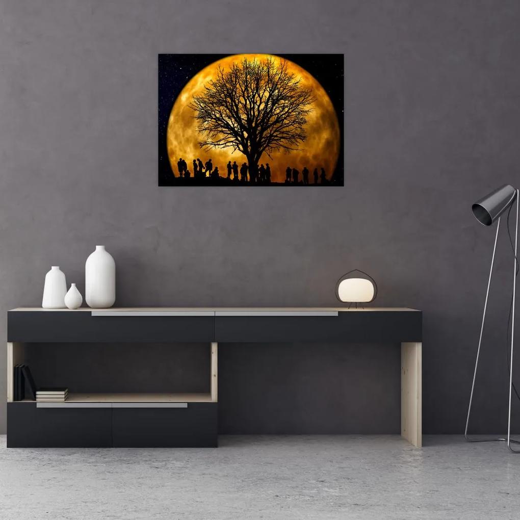 Sklenený obraz mesiace a siluet (70x50 cm)