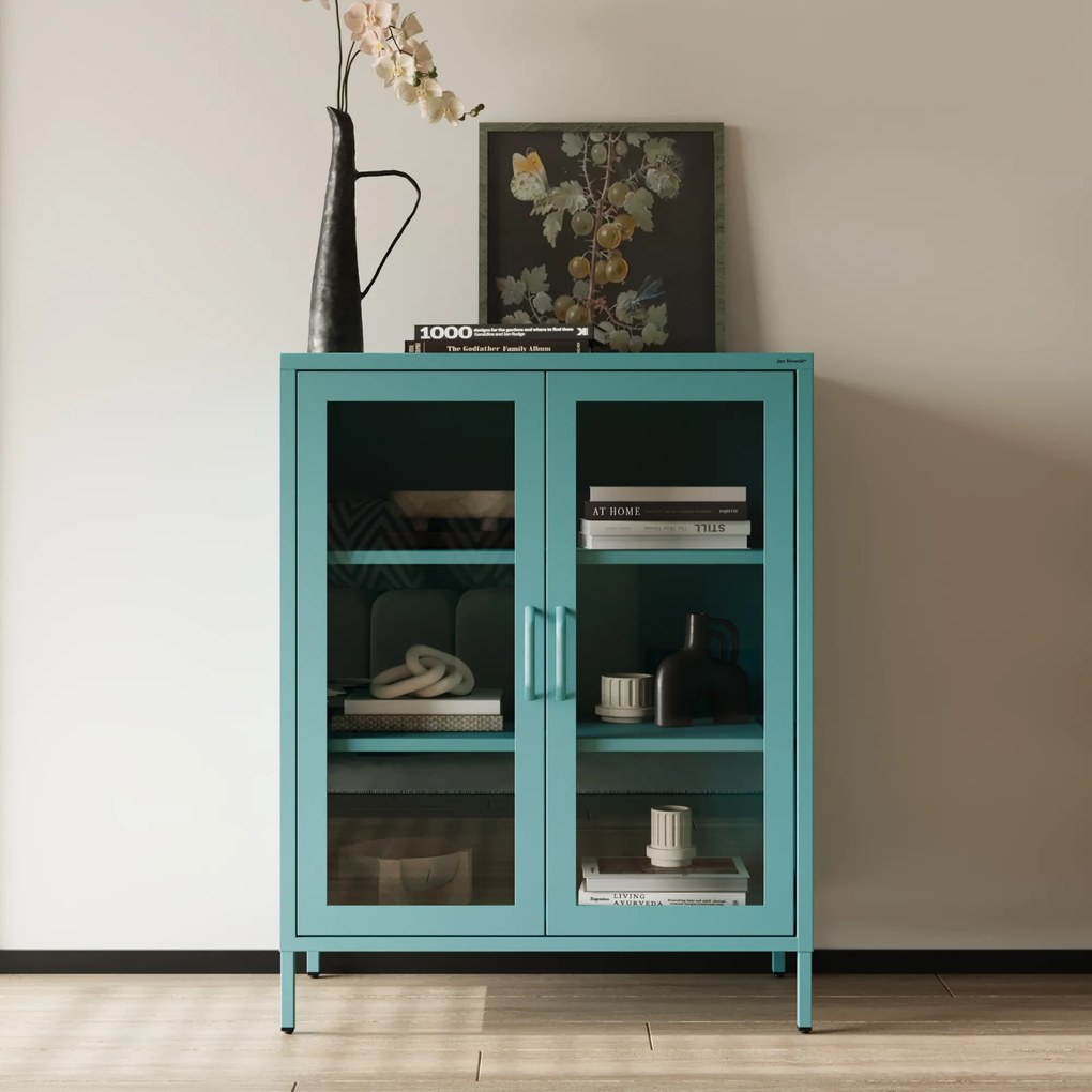 Vitrína GINA, 800 x 1015 x 400 mm, Modern: morská farba