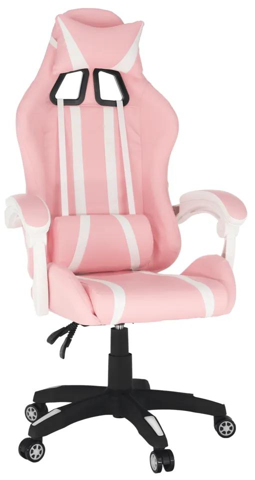 Herná stolička PINKY – ekokoža, plast, biela / ružová / čierna