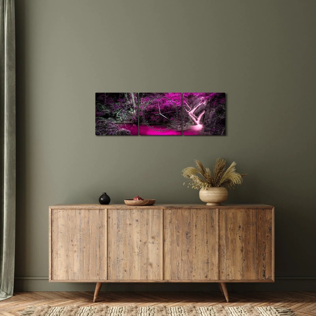 Obraz - Ružový les (s hodinami) (90x30 cm)