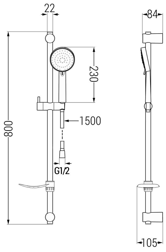 Mexen sprchový set DF75, chróm, 785754582-00