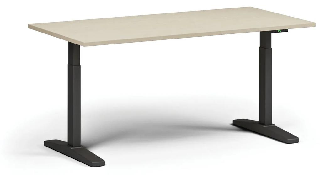 Výškovo nastaviteľný stôl, elektrický, 675-1325 mm, doska 1600x800 mm, čierna podnož, grafit