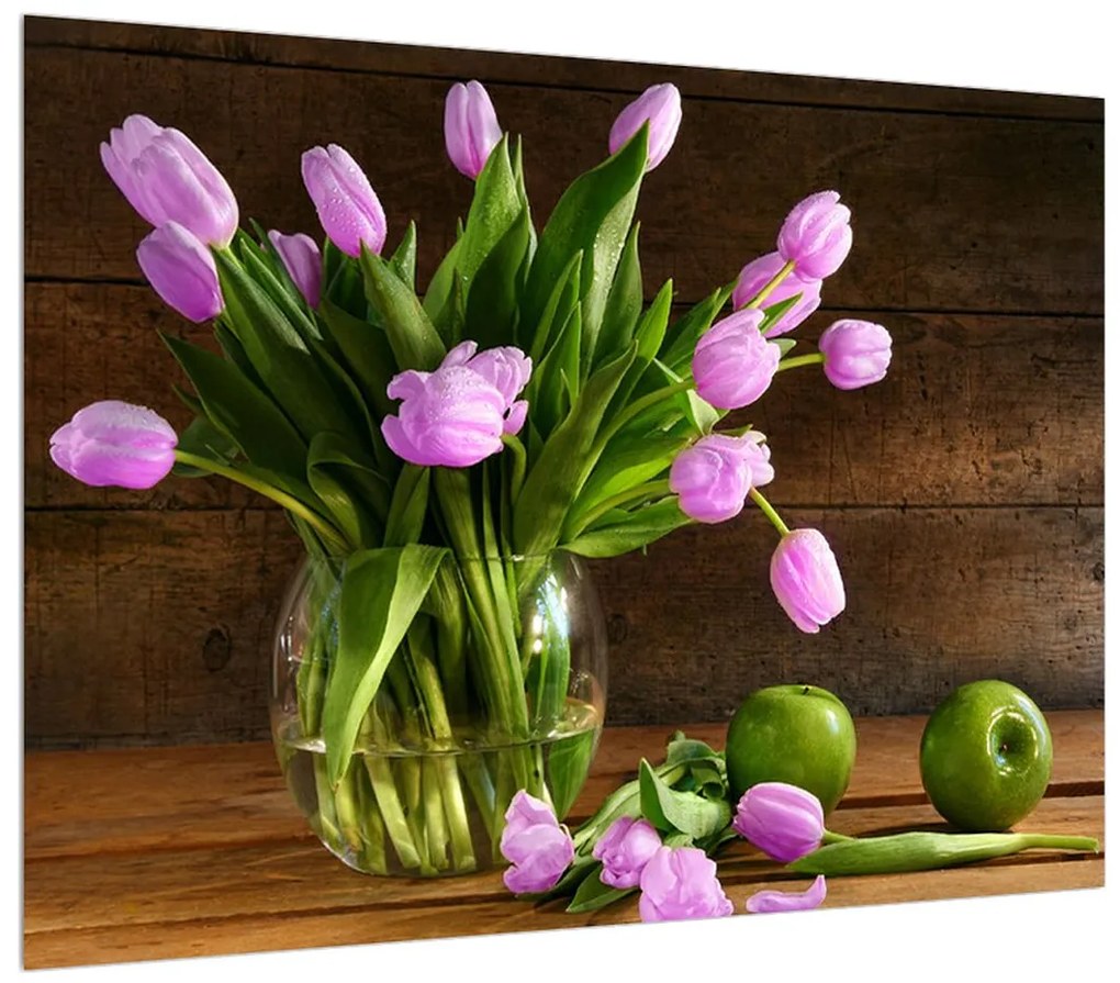 Obraz fialových tulipánov vo váze (K012155K7050)