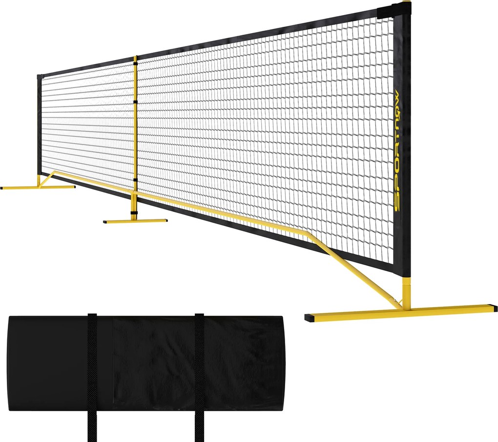 SPORTNOW Prenosná Pickleball sieť, 6,7m s Taškou, Kovový Rám pre Interiér a Exteriér Žltá | Aosom