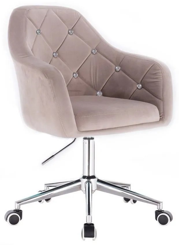 LuxuryForm DESIGN Kreslo ROMA VELUR na striebornej podstave s kolieskami - svetlo šedé