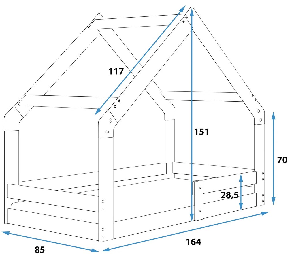 Domčeková posteľ DOMČEK 2 160x80 - prírodná borovica