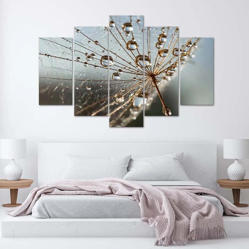 Gario Obraz na plátne Kvapky rosy a pavučina - 5 dielny Rozmery: 100 x 70 cm