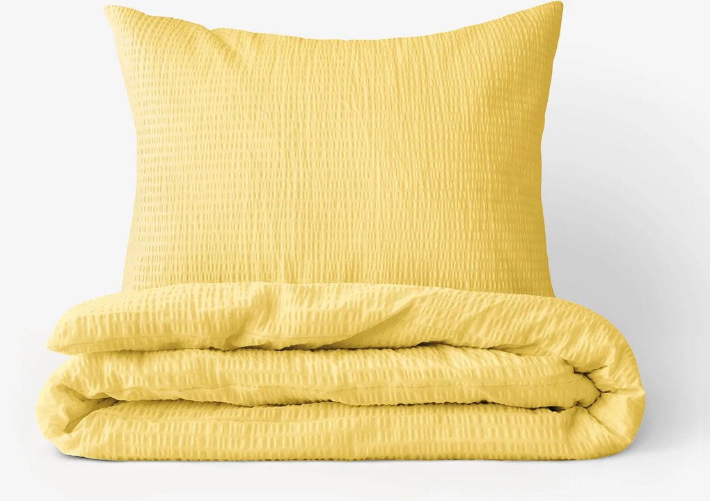 Goldea krepové posteľné obliečky - žlté 140 x 220 a 70 x 90 cm