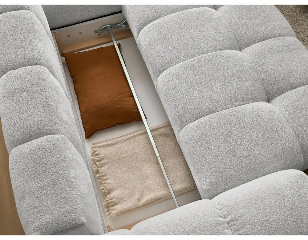 Svetlosivá ženilková rozkladacia/s úložným priestorom rohová pohovka (pravý roh/do L) Everest – Bobochic Paris