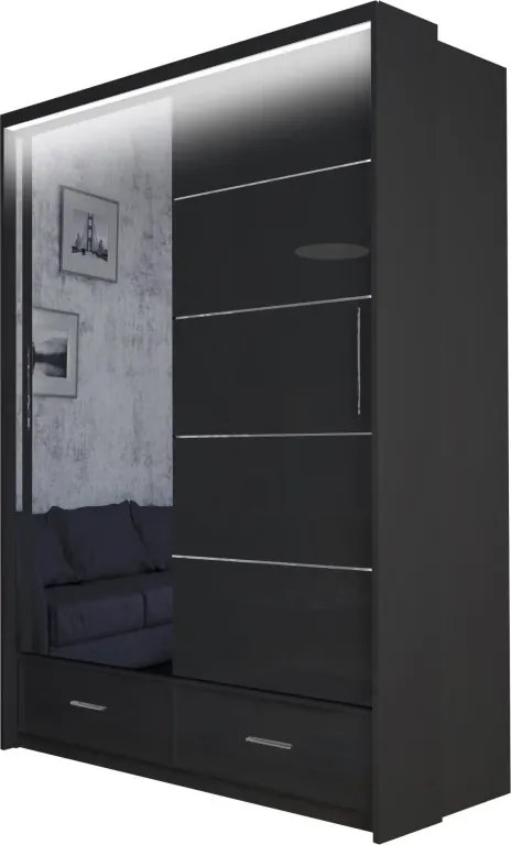 Šatníková skriňa Multi 150, čierná