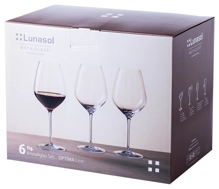 Poháre na červené víno 570 ml set 6 ks - Optima Line Glas Lunasol - 322686