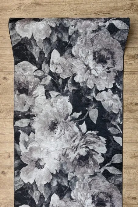 Protišmykový behúň LOTUS BOUQUET 52901 kvety sivý / béžový