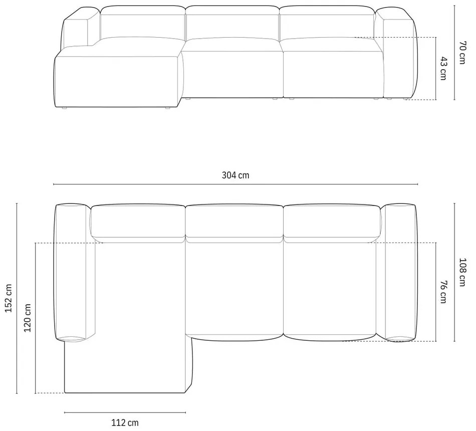 Béžová menčestrová rohová pohovka (ľavý roh/s leňoškou) Bergano – Cosmopolitan Design