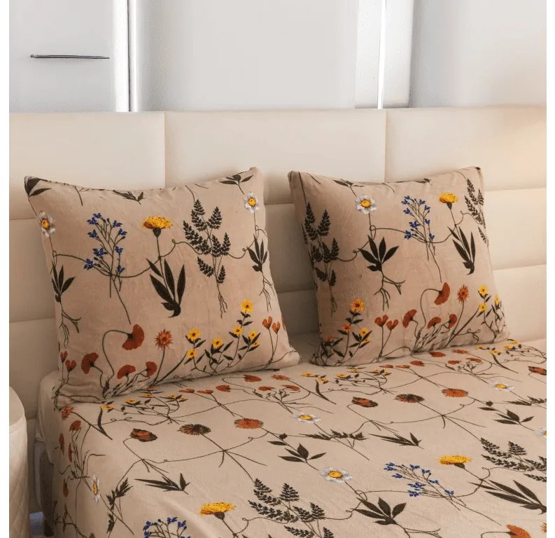 Obliečky mikroplyš HERBÁR béžové Rozmer obliečok: 70 x 90 cm | 140 x 220 cm