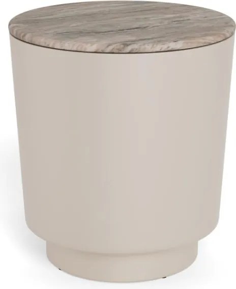 Konferenční stolek Cangas 45 cm béžový mat/hnědý mramor lesk