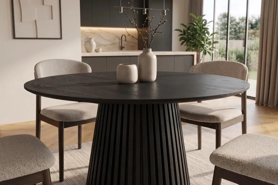 Dizajnový okrúhly jedálenský stôl Wadeline 120 cm čierny