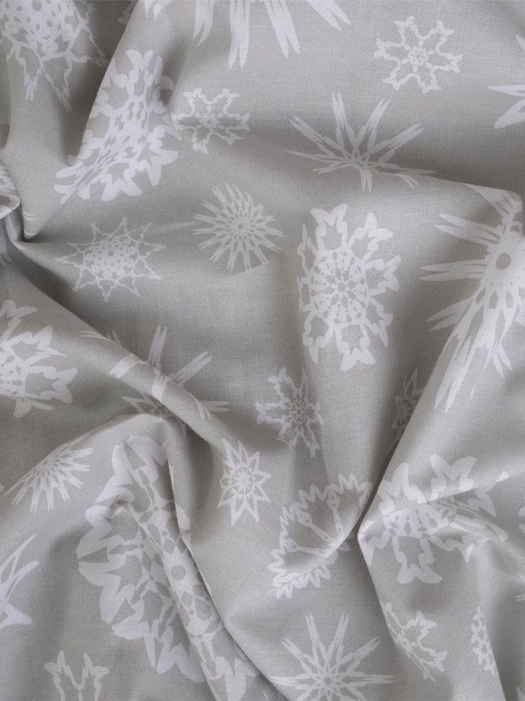 Vianočné francúzske bavlnené obliečky Renforcé – Vločky sivé