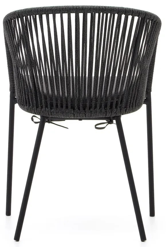 Čierna kovová/polstrovaná záhradná stolička Yanet – Kave Home