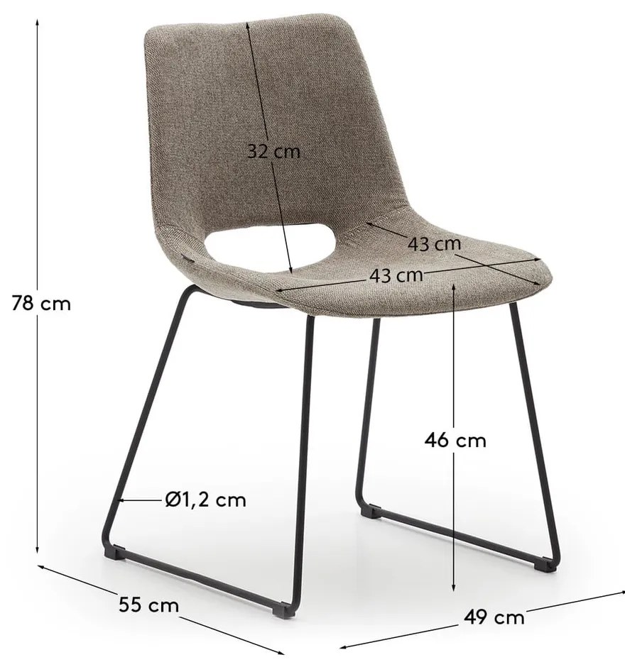 Svetlohnedé jedálenské stoličky v súprave 1 ks Zahara – Kave Home