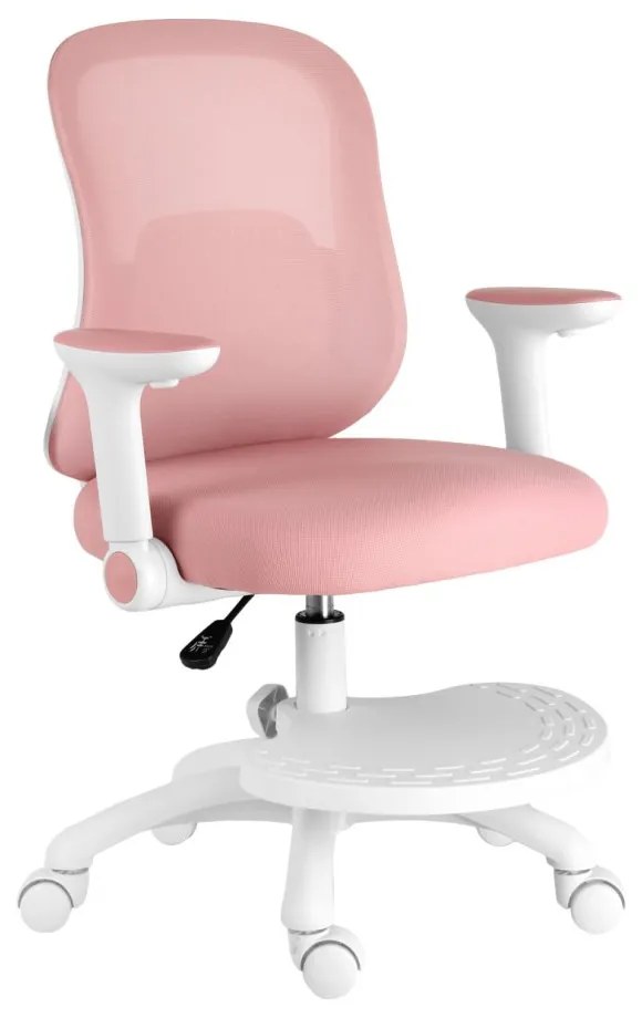 Detská otočná stolička Neoseat JUNI s podnožou — látka, ružová