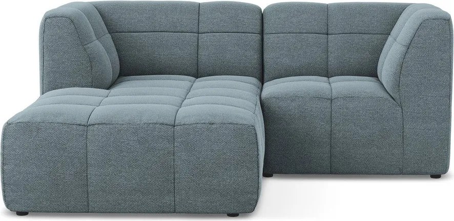 Modrá rohová pohovka z textílie buklé (ľavý roh/s leňoškou) Aloha – Makamii