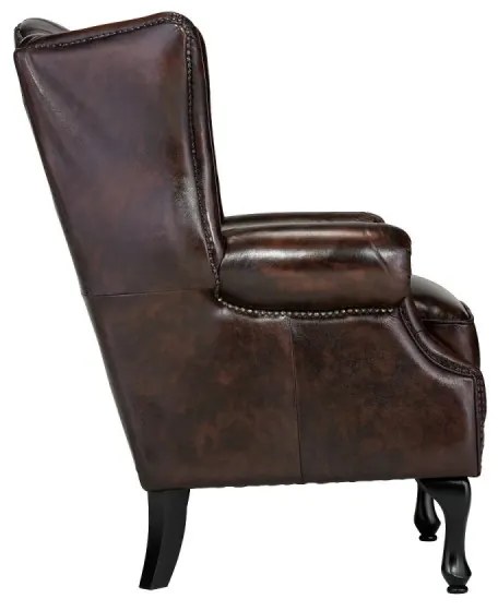 furniture-nabytek.cz - Kreslo ušák Chesterfield Pittsfield z pravej kože, hnedé – 89×79×104 cm