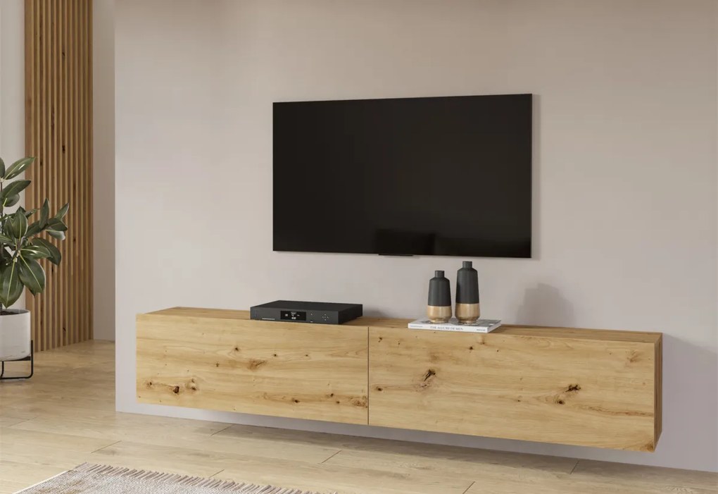 TV stolík AVA 2KL, 180x35x30, čierna/wotan