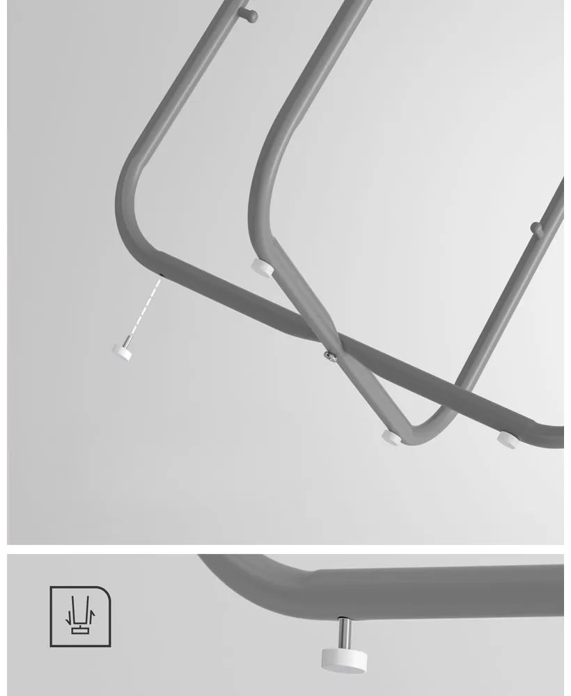 Okrúhly stolík s úložným košom COLETTE, 45x50cm, šedá/biela Vasagle