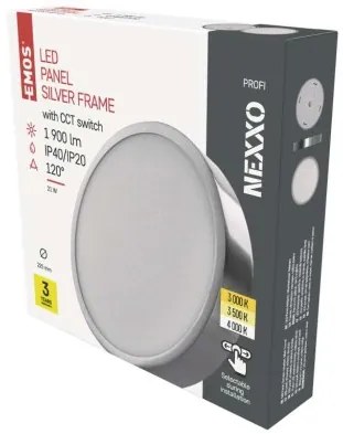 EMOS Prisadené stropné LED osvetlenie NEXXO, 21W, teplá biela-denná biela, okrúhle, chrómované