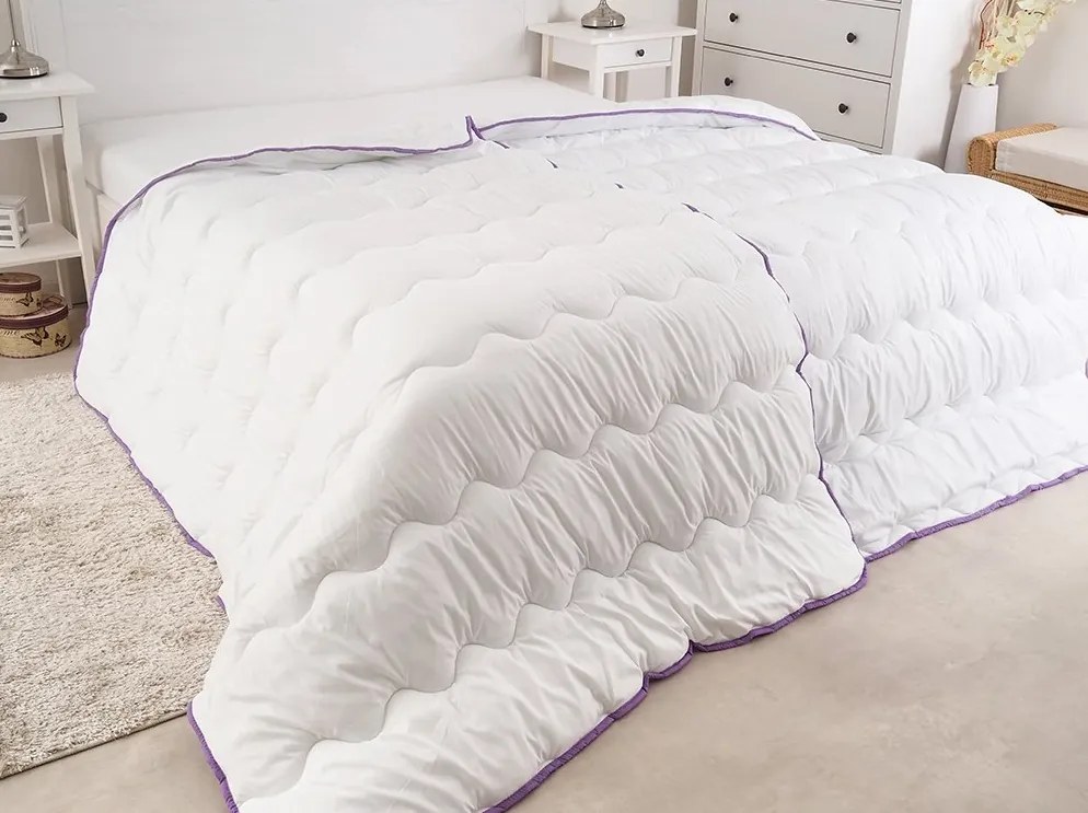 Celoročná prikrývka prešívaná STELLA LAVENDER 140x200 cm, biela