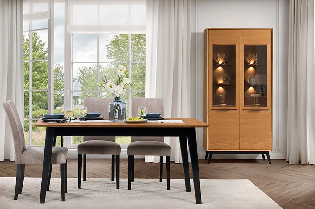 Vitrína Lazure 12 s LED osvětlením 95 cm dub Rustikal karamelový