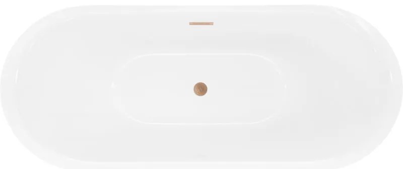 Mexen Lotos, voľne stojaca vaňa 180 x 75 cm, biela, medený matný prepad, 52051807700-65